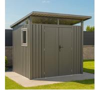 Abri de jardin moderne 3m2 gris alu monopente en acier galvanisé