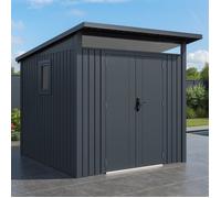 Abri de jardin moderne 4.37m2 Gris Anthracite monopente en acier galvanisé