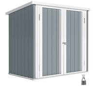 Abri de jardin - Outsunny - 1,09 m² - 2 Portes verrouillables - 147 x 86 x 134 cm - tôle d'acier - Gris clair Blanc