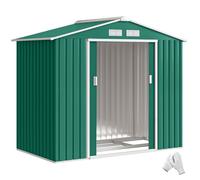 Abri de jardin - Outsunny - 2,42 m² remise outils kit fondation porte verrouillable - acier - 213x130x185cm - vert