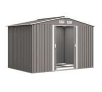 Abri de jardin - Outsunny - 5,4m² - kit de fondation, porte coulissante verrouillables 4 aérations - 277x195x192cm - gris