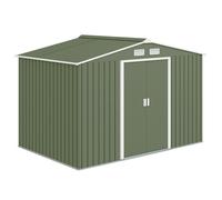 Abri de jardin - Outsunny - 5,4m² - kit de fondation, porte coulissante verrouillables 4 aérations - 277x195x192cm - vert clair