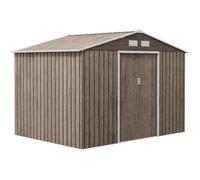 Abri de jardin - Outsunny - 5,4m² - kit de fondation, porte coulissante verrouillables 4 aérations - 277x195x192cm - marron clair