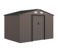 Abri de jardin - Outsunny - 5,4m² - kit de fondation, porte coulissante verrouillables 4 aérations - 277x195x192cm - marron
