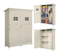 Abri de jardin - Outsunny - armoire outils bois 2 étagères 2 portes 2 fenêtres toit bitumé - bois sapin - 127,5x50x164cm