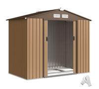 Abri de jardin - Outsunny - avec kit de fondation - cabanon porte verrouillable - 213 x 130 x 185 cm - tôle d'acier - kaki