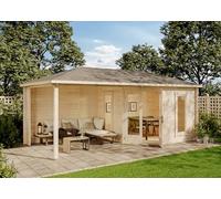 Abri de Jardin pentagonal Liwa en Bois de la Marque Alpholz | abri de Jardin et de Loisirs | Chalet de Jardin | pentagonale, Construction en madriers, cabane de Jardin, Toit en croupe, épaisseur de