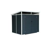 sweeek - Abri de Jardin Plastique 4.55 m². Anthracite. avec toiture monopente Skylight. fenêtre et Grande Porte d'entrée. 238 x 190 x 215 cm