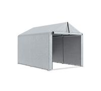 Outsunny Abri de Jardin Tente de Stockage 162 x 221,5 x 163 cm Gris Clair | Imperméable, Porte Enroulable, Garage pour Outils, Rangement et Stockage pour Bois Outils
