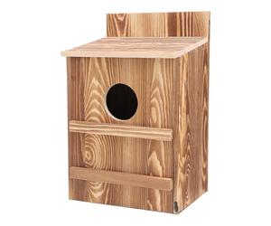 Abri de jardin pour hiboux - Nichoir à oiseaux en bois, espace de nidification à ouverture ronde | Réserve de prédateur à montage facile, boîte à oiseaux spacieuse pour crécerelles, enclos à fixation