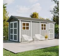 Abri de jardin qualité premium 11,47 m² - h252x250x530 cm - gris