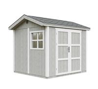 Abri de Jardin Qualité Premium 5,9 m² - H252x250x294 cm - Construction de Panneaux LP Smartside - avec Un Sol et des bardeaux bitumineuxs - Timbela M913A-TUNDRA Grey