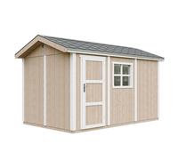 Abri de Jardin Qualité Premium 8,68 m² - H252x250x412 cm - Construction de Panneaux LP Smartside - avec Un Sol et des bardeaux bitumineuxs - Timbela M914-TERRA Brown