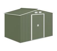 Abri De Jardin - Remise Pour Outils - Cabanon Double Porte Coulissante - Fondation Incluse - Dim. 277l X 191l X 192h Cm - Tôle D'acier Ondulée Vert Clair