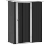 Abri de jardin - remise pour outils - cabanon porte verrouillable - dim. 142L x 84l x 189H cm - tôle d'acier anthracite blanc
