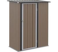 Abri de jardin - remise pour outils - cabanon porte verrouillable - dim. 142L x 84l x 189H cm - tôle d'acier marron blanc G