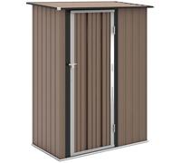 Abri De Jardin - Remise Pour Outils - Cabanon Porte Verrouillable - Dim. 142l X 84l X 189h Cm - Tôle D'acier Marron Blanc