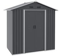 Abri De Jardin - Remise Pour Outils - Cabanon Porte Verrouillable - Dim. 194l X 110l X 184h Cm - Tôle D'acier Anthracite