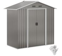 Abri De Jardin - Remise Pour Outils - Cabanon Porte Verrouillable - Dim. 194l X 110l X 184h Cm - Tôle D'acier Gris Gris