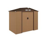Abri de jardin - remise pour outils - cabanon porte verrouillable - dim. 213L x 130l x 185H cm - tôle d'acier café chocolat
