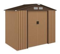 Abri De Jardin - Remise Pour Outils - Cabanon Porte Verrouillable - Dim. 213l X 130l X 185h Cm - Tôle D'acier Café Chocolat