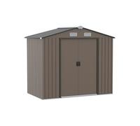 Abri de jardin - remise pour outils - cabanon porte verrouillable - dim. 213L x 130l x 185H cm - tôle d'acier chocolat Chocolat