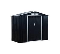 Outsunny Abri de jardin métal 213x130x185 cm kit fondation porte coulissante gris foncé