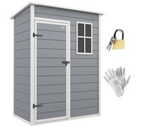 Abri De Jardin - Remise Pour Outils - Cabanon Porte Verrouillable, Fenêtre - Dim. 151l X 92l X 193h Cm - Alu Pp Gris Blanc