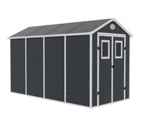 Habitat et Jardin - Abri de jardin résine Texas - 5,23 m², plancher et kit d'ancrage - Anthracite