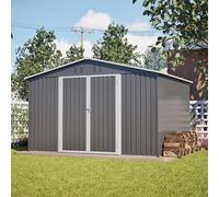 Abri de Jardin Robuste en métal avec Toit à Deux versants XXXL (300 x 252 x 191 cm) Rangement sécurisé pour Les Outils et Les équipements de Jardinage Gris