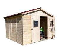 Abri en panneaux de bois 16 mm - surface utile 7,62 m² - double porte - sans plancher