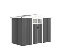Abri de jardin surface 2,7 m² - 2 portes verrrouillables avec fenêtres - évents aération - tôle d'acier gris blanc