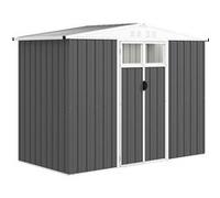 Outsunny Abri de Jardin en Métal 2,7 m² 4 Évents 246 x 117 x 180 cm Gris | Cabane de Jardin,Cabanon Rangement Outils,avec Fenêtre,Porte Verrouillable,Cabanon Jardin Acier Galvanisé