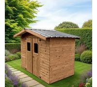 Habrita Abri de jardin en bois d’épicéa traité toit bac acier Thermabri - 5,05 m² - THA 2421.02 T