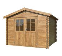 Abri de jardin Valence 2 - WHITE WOOD - ép.28 mm - 3.18 x 3.00 x 2.35 m - 9,8m² - Traité autoclave marron