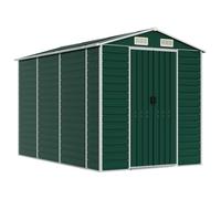 Abri de jardin Vert 191x300x198 cm Abri en métal en acier galvanisé | Ouvertures d'aération, poignées pratiques, toit en pente, résistant à la rouille, grand volume de rangement