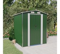 Abri de jardin vert 192 x 191 x 223 cm en acier galvanisé | Durable, résistant aux intempéries, doubles portes coulissantes, ouvertures d'aération, rangement d'outils de jardin