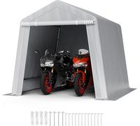 Abri de jardin VEVOR, 243,8x243,8x229cm, tente de garage en PE, abri à outils, garage à vélo, abri de jardin, carport, abri à vélo, garage de rangement pour moto, tondeuse à gazon, vélo, gris
