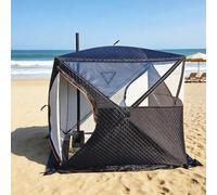 Abri de pêche à glace isolé avec tapis de sol, cadre Oxford renforcé et fibre de verre, poêle à pêche prêt pour une utilisation par temps froid