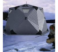 Abri de pêche à glace isolé, résistant au vent et à la chaleur, pour temps froid, avec sac de rangement et ancrages