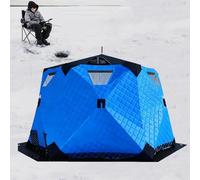 Abri de pêche à glace isolé, tente pop-up avec tissu Oxford 420D, housse imperméable, grille d'aération de cheminée, ancres, cordes, sac de transport, pour 6 à 10 personnes, grande zone de pêche