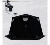 Abri de pêche à glace isolé, tente pop-up avec tissu Oxford 420D, housse imperméable, grille d'aération de cheminée, ancres, cordes, sac de transport, pour 6 à 10 personnes, grande zone de pêche