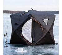 Abri de pêche à glace isotherme pour 3 à 4 personnes, portable avec 2 portes et sac de transport, parfait pour la maison et le camping