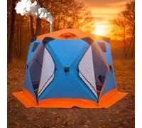 Abri de pêche sur glace isolé avec cric, tapis de sol, fenêtres et sac de transport pour temps froid