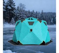 Abri de pêche sur glace isolé de grande capacité avec kit complet, design de moyeu hexagonal pour activités de plein air d'hiver