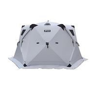 Abri de pêche sur Glace isolé et Robuste, Grande Tente Portable pour 6 à 12 Personnes avec cheminée pour Le Chauffage, Tente de pêche hivernale, Conception hexagonale escamotable-Gray||3.5m