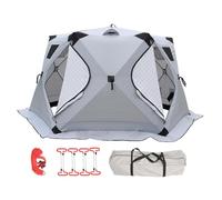 Abri De Pêche sur Glace Isolé Universel, Diagonale Inférieure De 3,5 M De Long/Hauteur 1,8 M, pour 8-12 Personnes, Largeur De l'ourlet : 18-22 Cm,Imperméable Toutes Saisons,B,Grey