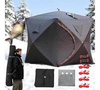 Abri de pêche sur glace isotherme avec tapis de base, capacité de 3 à 4 personnes, design coupe-vent, comprend un sac de transport et des accessoires pour la pêche par temps froid