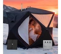 Abri de pêche sur glace pop-up avec sol isolé, design spacieux pour 3 à 5 personnes, durable et résistant aux intempéries pour une utilisation en extérieur toute l'année