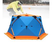 Abri De Pêche sur Glace Portable (8-12 Personnes), Extensible : 350 X 350 X 180 Cm, 2 Portes Et 4 Fenêtres, Tissu Oxford Imperméable, avec Clous À Glace Et Cordes À Vent,A,Blue